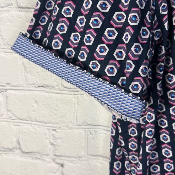 Buttercloth Regular Fit Geometric Print Short Sleeve Button Up Mens Size XL - Picture 3 of 6